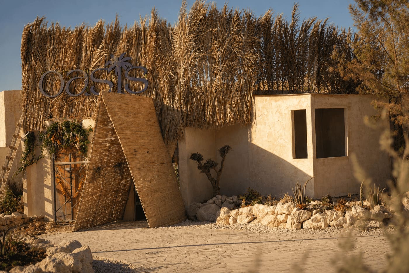 The entrance at golden hour